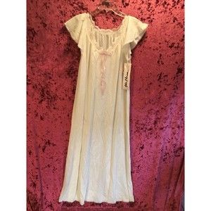 Vintage nightgown maxi dress kaftan nwt white pink lace miss Elaine md unionmade